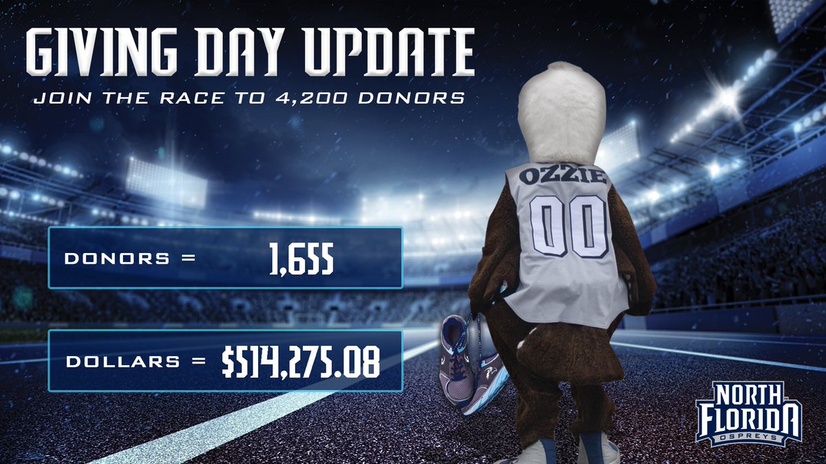 🚨 𝑮𝑰𝑽𝑰𝑵𝑮 𝑫𝑨𝒀 𝑼𝑷𝑫𝑨𝑻𝑬 🚨 We have eclipsed $500k with 1,655 donors heading into the final stretch! There’s still time to help by donating below ⬇️ GIVE >> bit.ly/ospreyclub24 #SWOOP