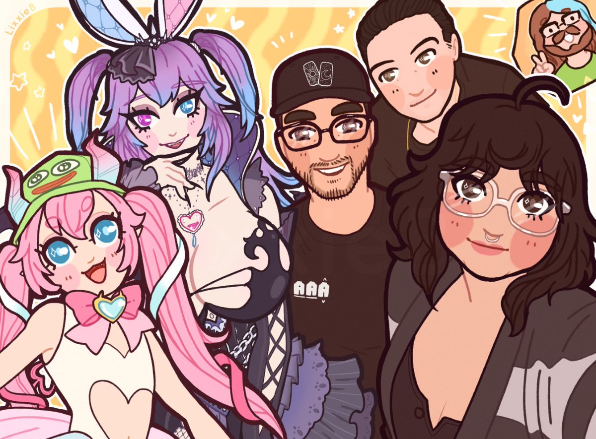 I really loved the group photo that @RayNarvaezJr posted from weebcon and I wanted to draw it! (with a little added Matt because he's part of the squad!)