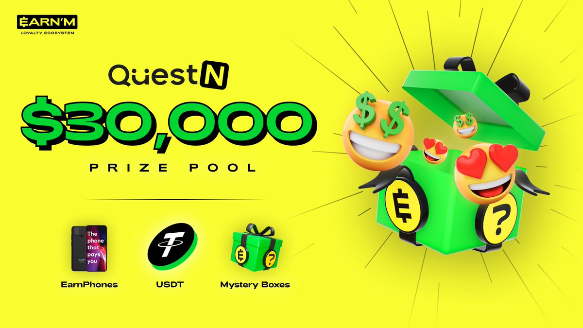 🌟 Our $30,000+ @QuestN_com campaign is NOW live! Prize Pool 💵 $1500 $USDT 🎁 $30,000 in Mystery Boxes Join the community to start completing quests and earning #rewards Start exploring! 🔗 - app.questn.com/quest/88949197…