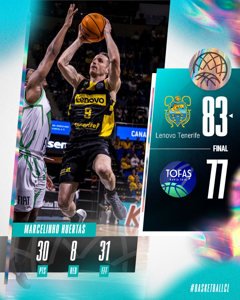 😮‍💨🥵Another QF game between Tenerife and Tofas, another nail biter for every fan watching - @Huertas09 puts up 30 to give @CB1939Canarias in the end! #BasketballCL | #RoadtoBelgrade