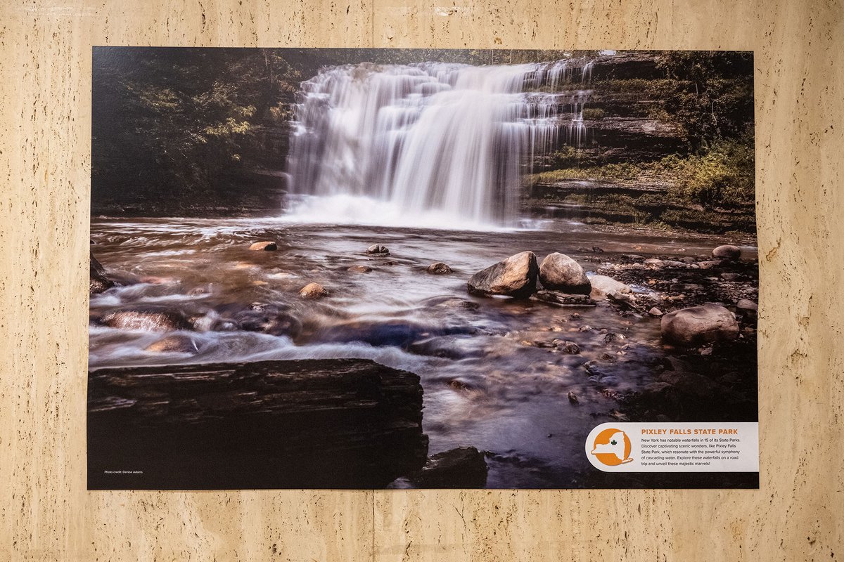 Don’t go chasing #waterfalls when you can find them #AtThePlaza! 💦 The @NYstateparks centennial exhibit is making a splash in the State Street Tunnel at the Capitol. Join us in celebrating 100 years of New York State Parks and Historic Sites → on.ny.gov/Parks100