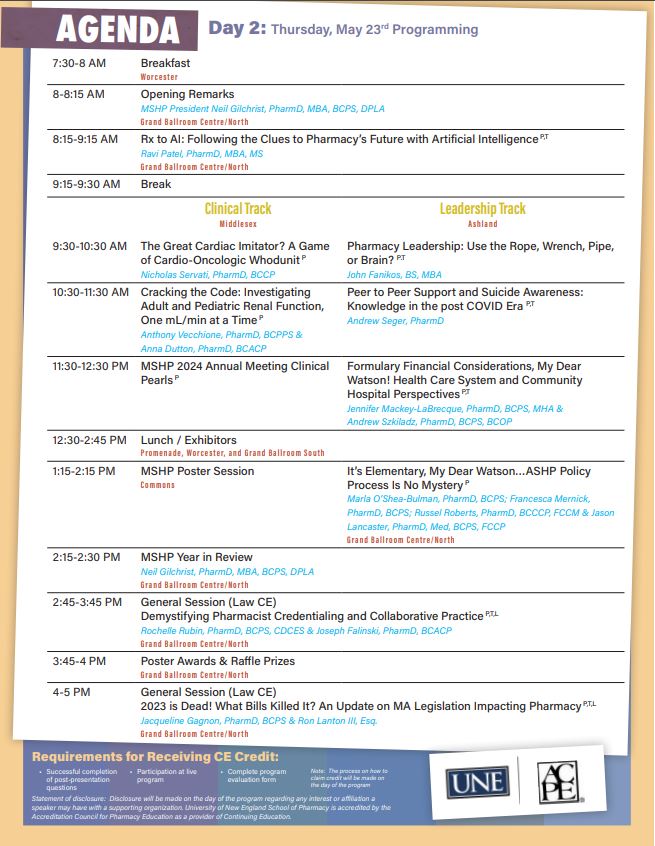 All right gumshoes.  Are you ready to crack the cases &amp; collect CE?  Early bird registration extended through April 16.  Peep the agenda below &amp; register today!

mashp.org/event/AnnualMe…