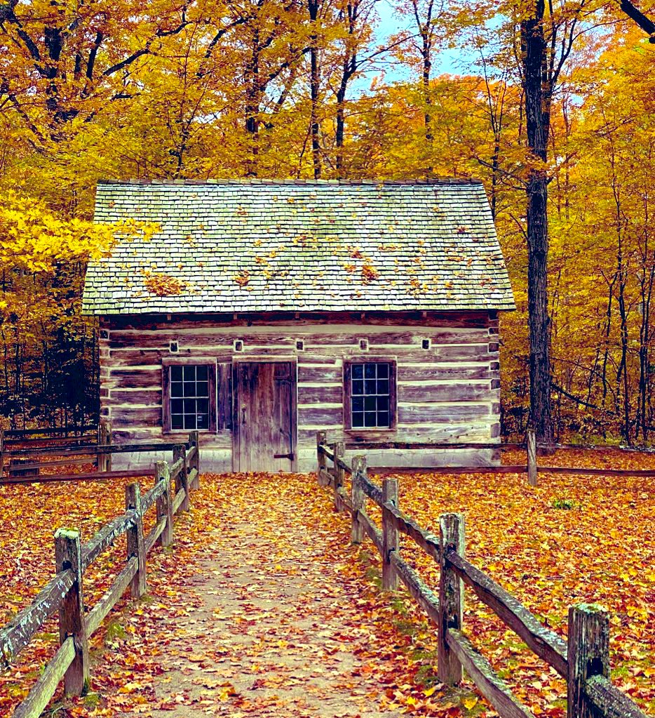 @DailyPicTheme2 At the tip of the #OldMissionPeninsula about 250 miles north of us, The Hessler #log cabin was built in 1870 - a great spot to visit without much fuss! 🪵📸 #mitchandmarcyphotos #DailyPictureTheme 🍁#PureMichigan 🇺🇸 #fallcolors
