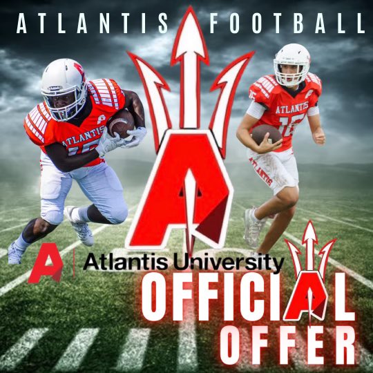 After a great conversation with @BroderickHendo  I am blessed to receive my first offer from Atlantis University @CoryBLee @CoachFranklinFB @HoltvilleFB @HallTechSports1 @AL5AFootball