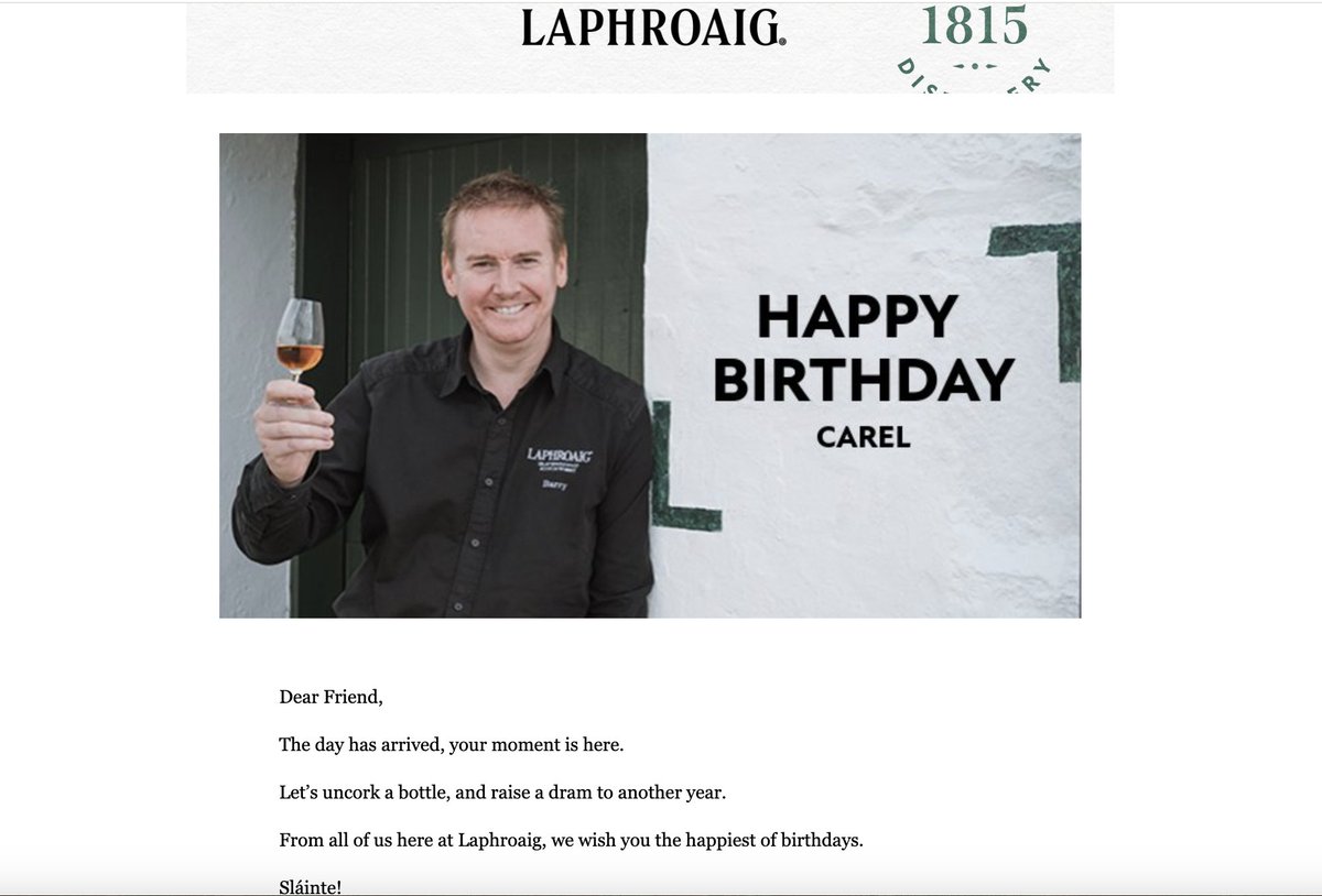 Thanks team <a href="/Laphroaig/">Laphroaig Whisky</a> - you've been part of many a happy occassion &amp; will be so again tomorrow!