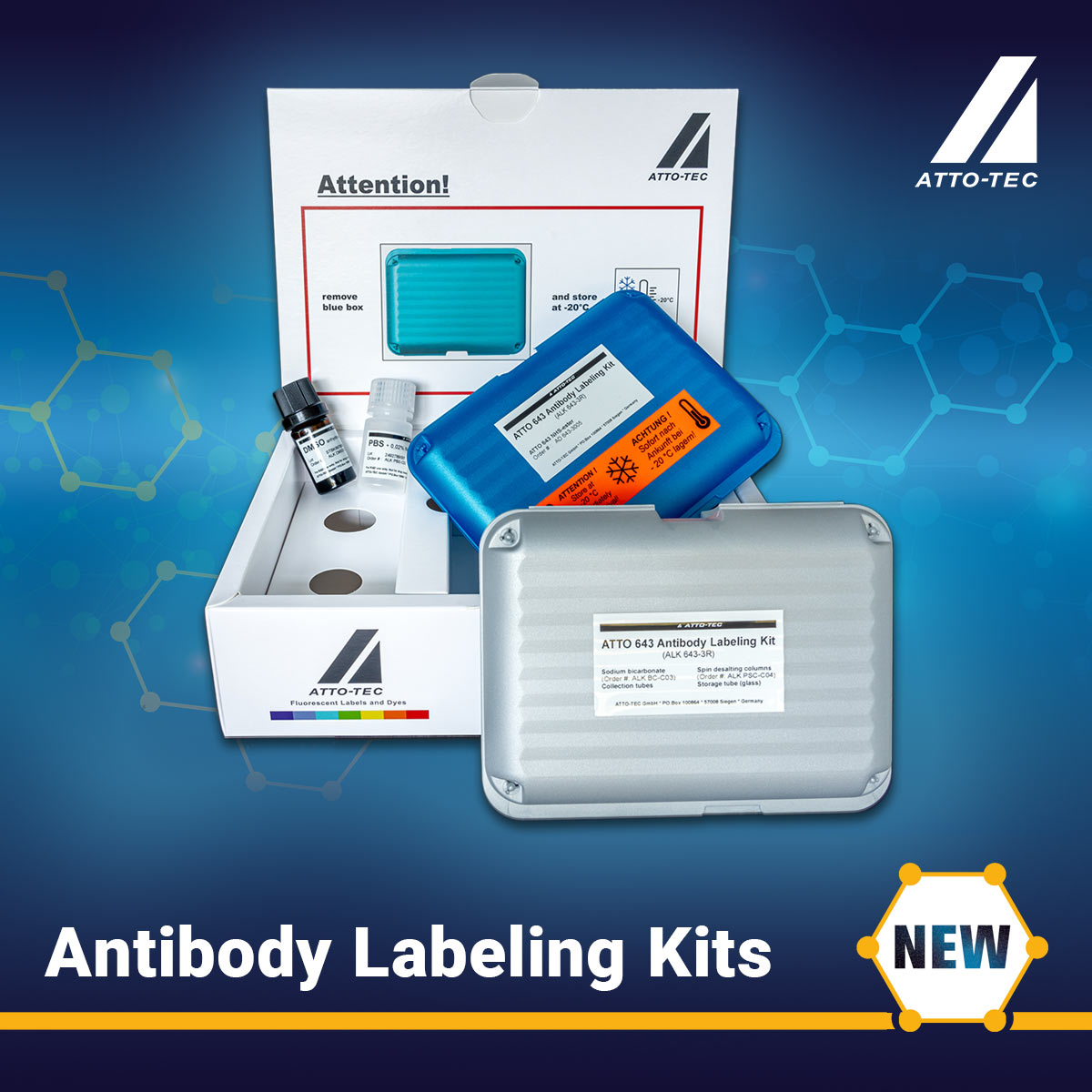 🚀 New ATTO-tuned Antibody Labeling Kits! Tailored for reliability with a meticulous 30-min protocol, ensuring brilliant, consistent outcomes and top protein recovery. 20% off until 07/31! atto-tec.com/atto-antibody-… #AntibodyLabeling #LabEfficiency #LabPrecision #ResearchInnovation