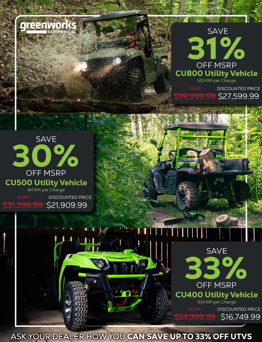 Now is the time to get into electric UTV, fantastic product savings. Enjoy summer with no noise, fumes, spilled gas....it's time, the industry leader is an inquiry away..@gwtoolscanada @gwtoolscanada @cottagelife