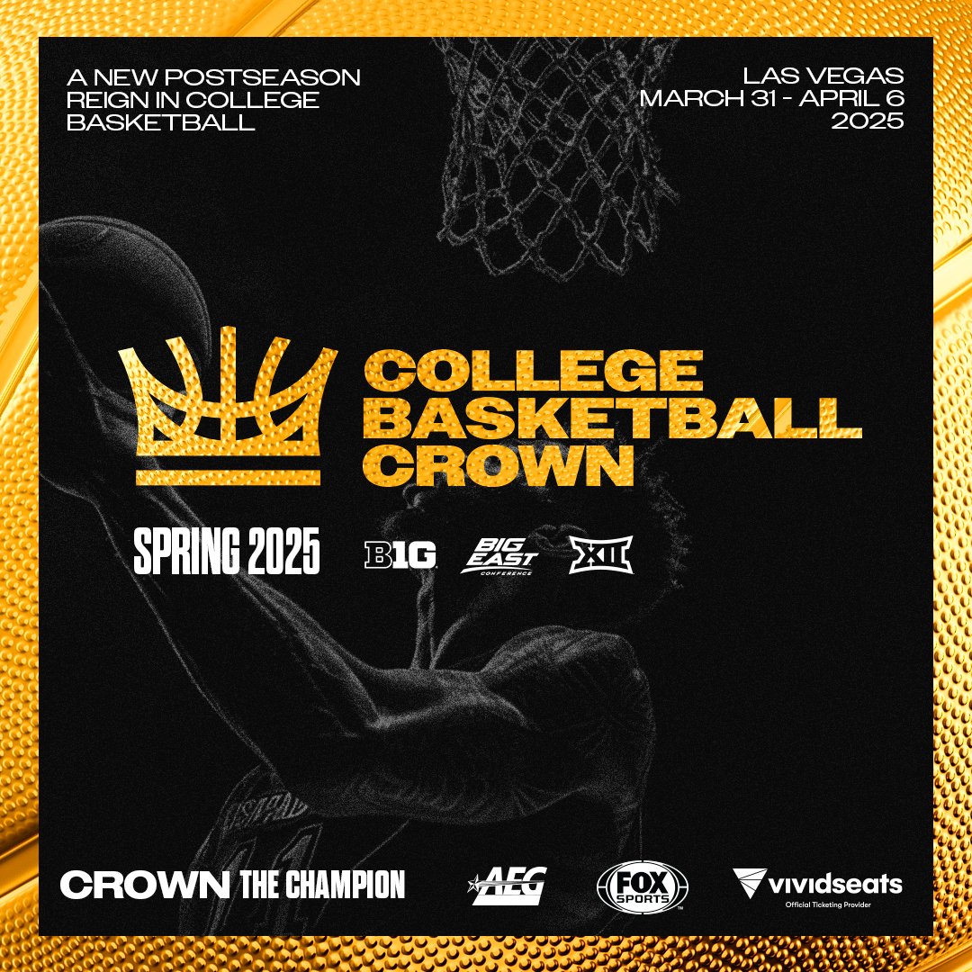 A new reign of postseason college basketball begins. 🏀 Welcome the College Basketball Crown 👑 (@CBBCrown). Coming Spring 2025: spr.ly/6015Z2dDz