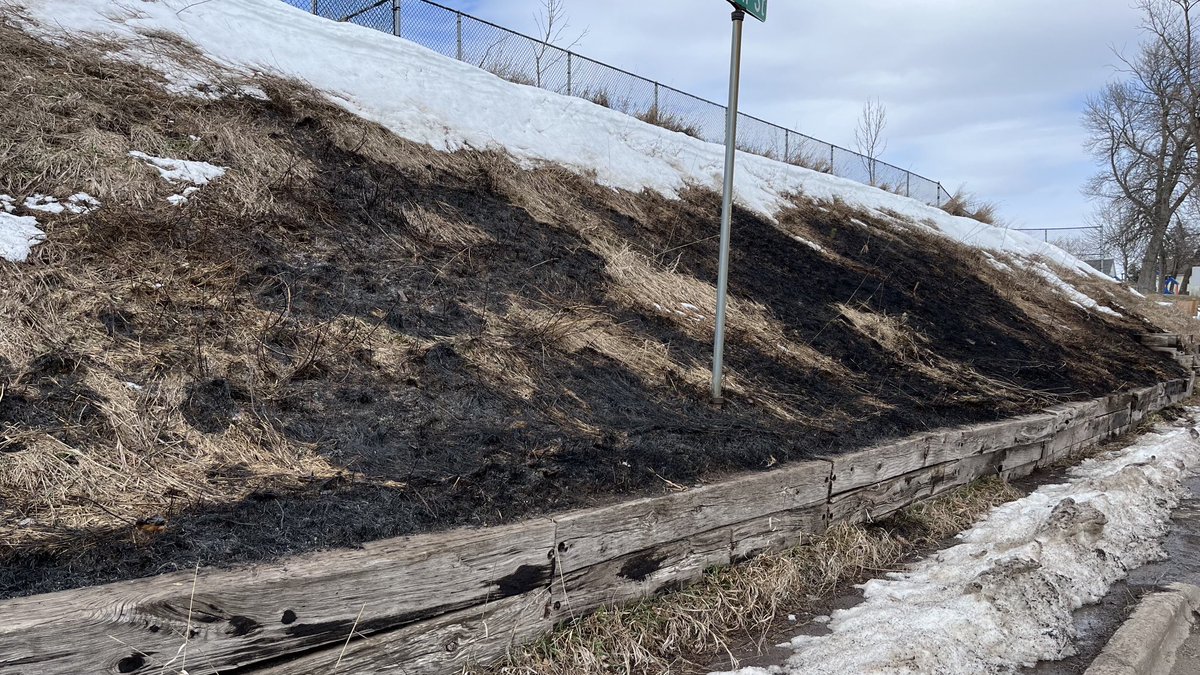 What’s left of a small grass fire in Duluth. It’s lucky number 13 for the year for them. More about wildfire risk coming up ⁦<a href="/wdiowirt/">WDIO News</a>⁩ on The Five.