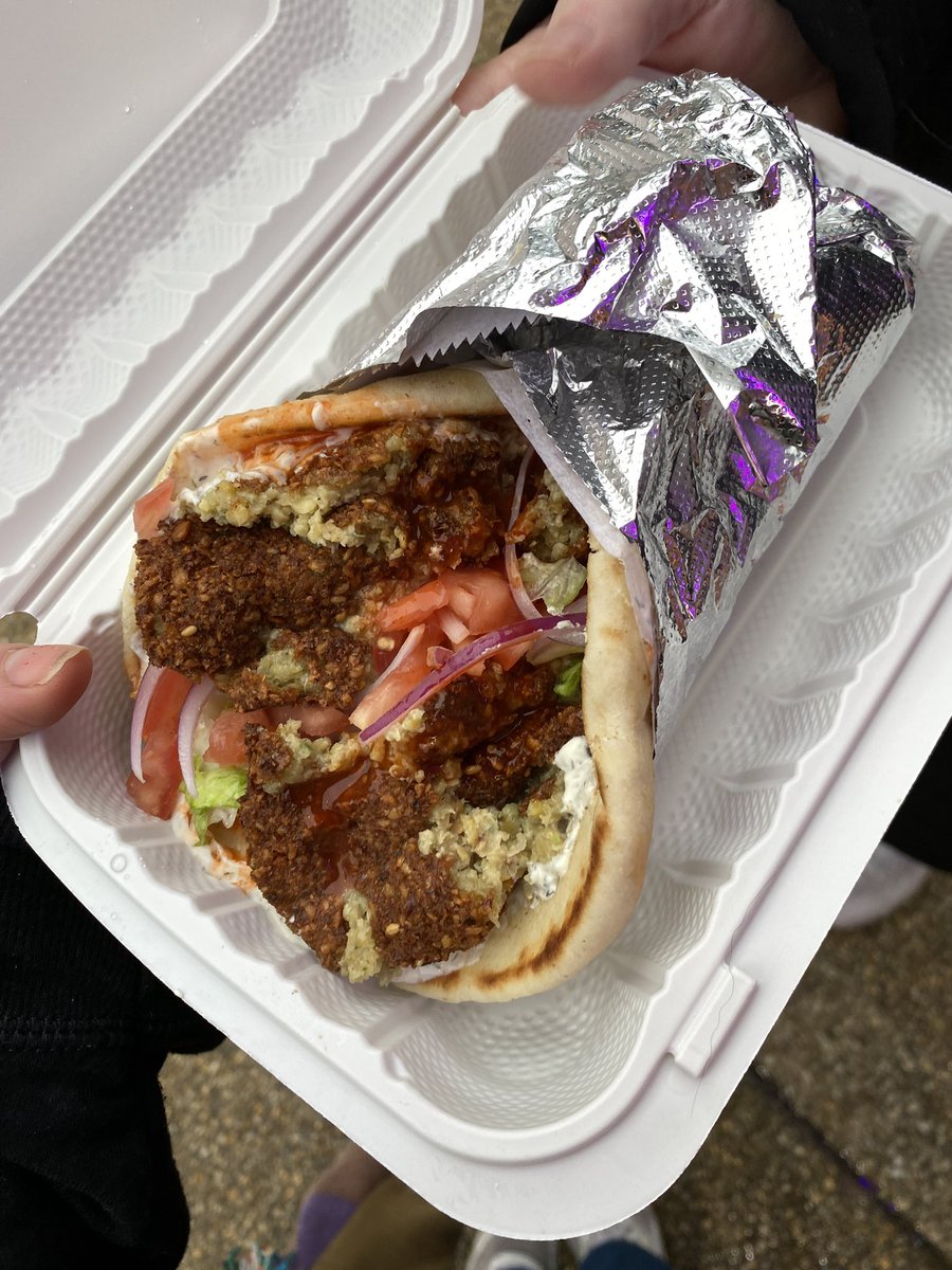 massive falafel wrap from a food truck