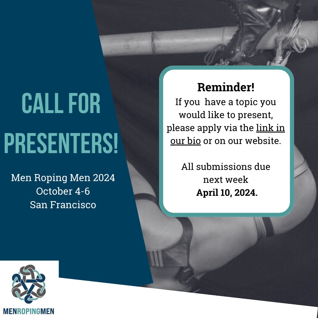 menropingmen's tweet photo. It’s not too late to become a presenter at Men Roping Men 2024! Apply now via the link in our bio. All applications due next Wednesday, April 10th. https://t.co/9o5acjqzwr