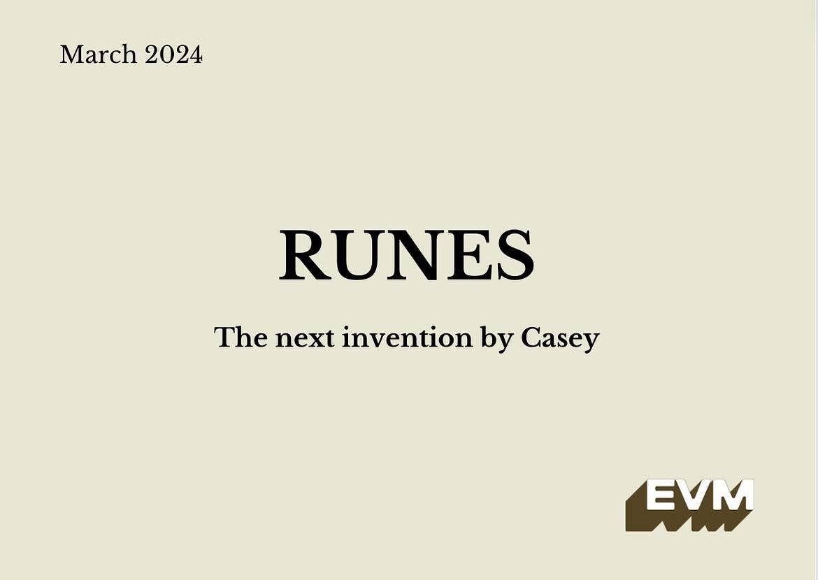 evmink's tweet photo. 📢 Exciting News! 🚀 

Runes Protocol by Casey Rodamor is set to launch alongside Bitcoin's Halving in late April! 

Read the full article by https://t.co/KVQlIkjE9s Research here: https://t.co/02hCGWHXnc https://t.co/oR4WGNSowq