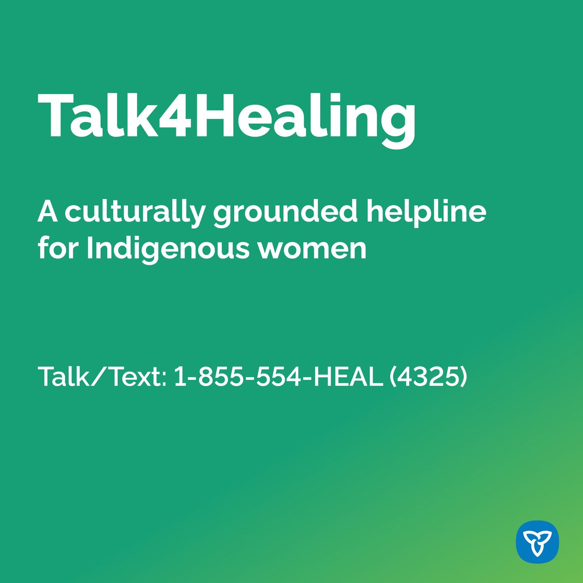 Run by and for Indigenous women, Talk4Healing is a confidential helpline that offers culturally grounded counselling, advice & support in a safe and accepting environment. Help is available 24/7 in 16 languages. Talk + text: 1-855-554-HEAL (4325) Chat: talk4healing.com