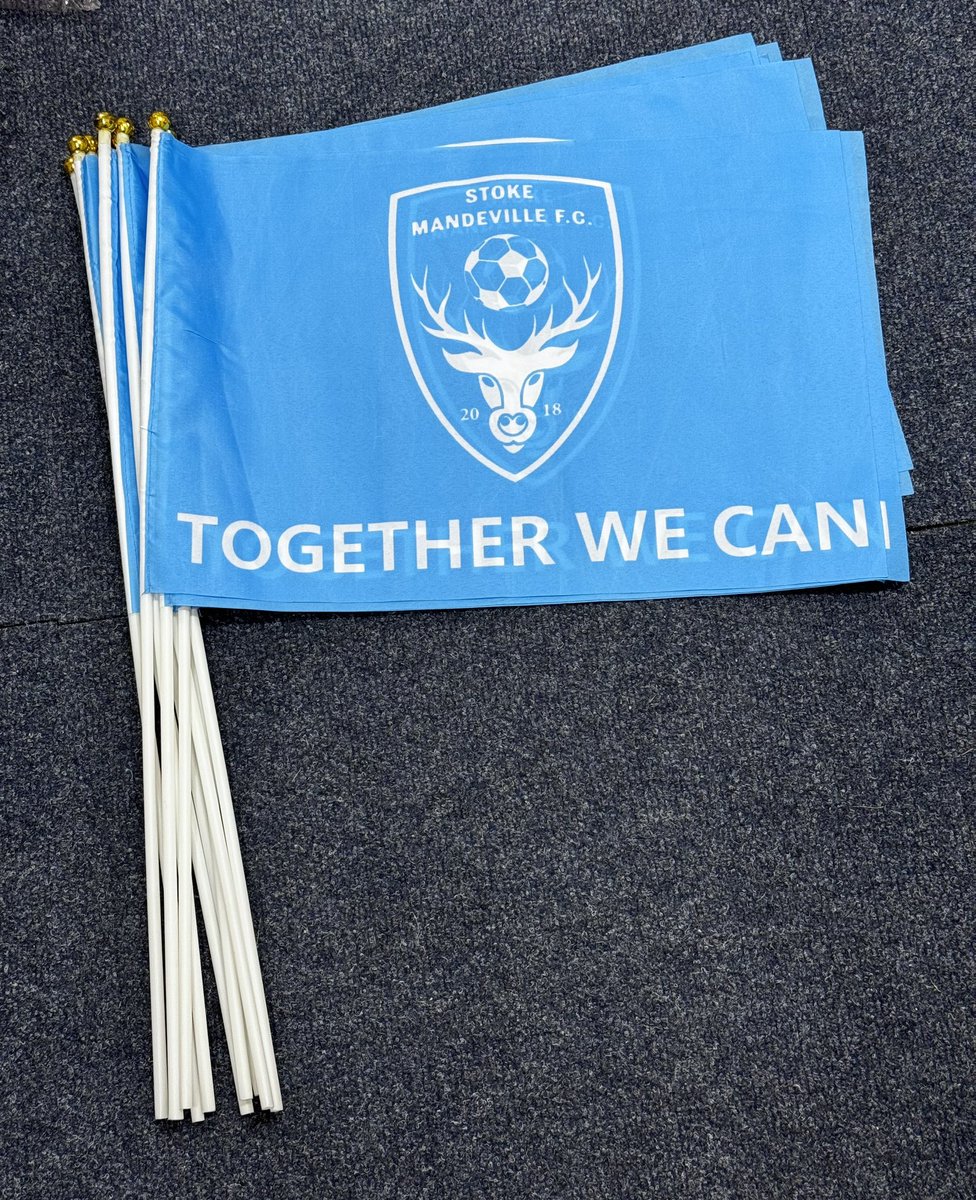 Some Custom Made Hand Flags We Made & Supplied to @mandeville_fc @SMFCGirls Need Some For Your Club Please Get in Touch theflagmanltd.co.uk info@theflagmanltd.co.uk