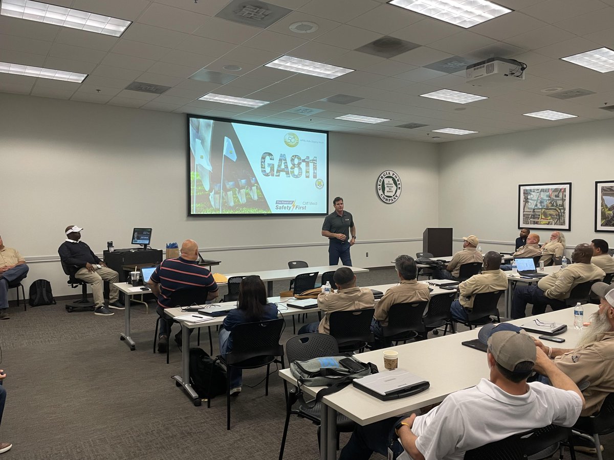 GA811's tweet photo. @CliffMeidl represented Georgia 811 yesterday at
@GeorgiaPower. He was accompanied by GA811 liaison Mike Bell. Cliff will be on various radio and TV outlets across the state this week delivering the 811 message. #AprilIsSafeDiggingMonth #contact811beforeyoudig https://t.co/wgb8RlqTmS