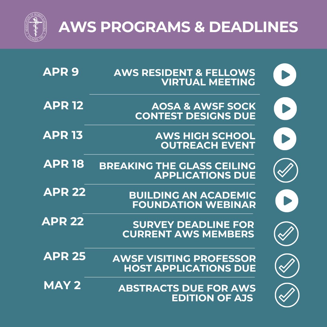 Review upcoming opportunities and programs at AWS for women surgeons and surgeons-in-training! womensurgeons.org/announcements