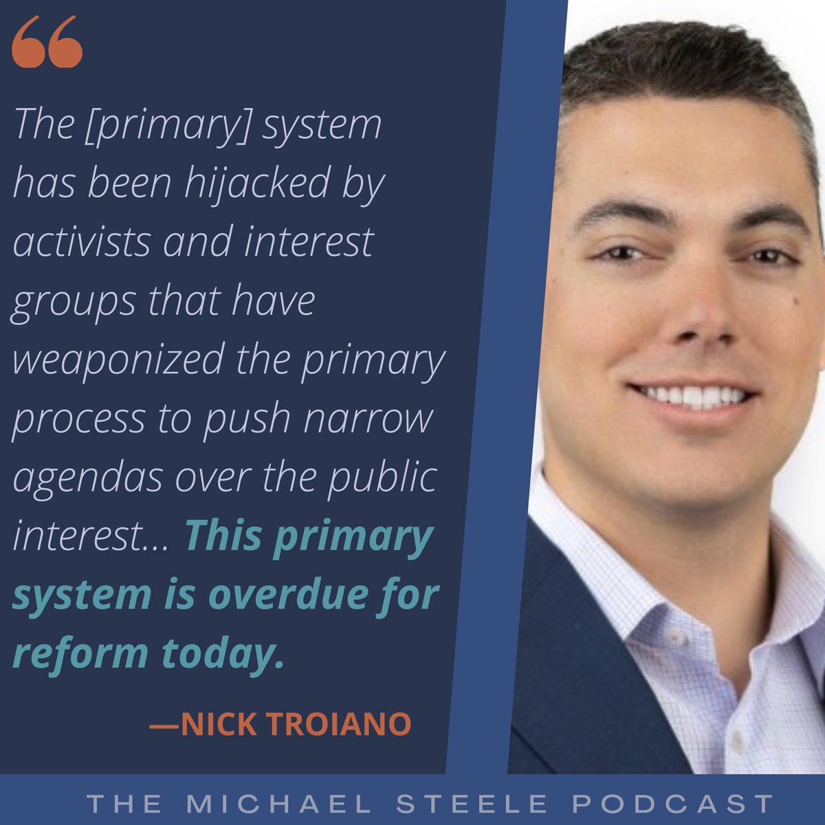 .@MichaelSteele speaks w/ @NickTroiano about his book 'The Primary Solution.' Plus, how millions of independents are excluded from closed primaries, the benefits of abolishing primaries & where 3rd parties fit into the mix. 🎧pod.fo/e/22d48f 📺 youtu.be/M3dhBKo-fZw