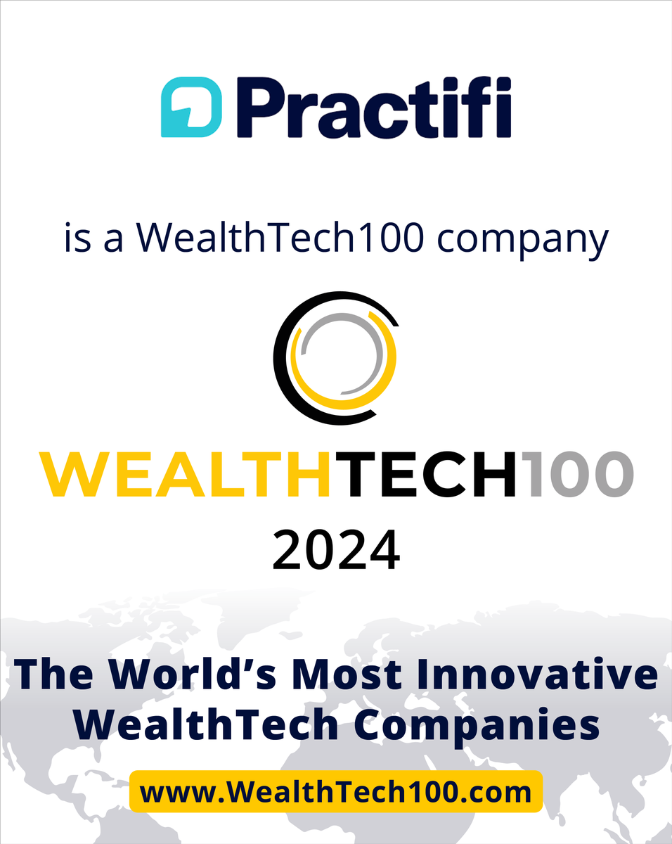 Practifi's tweet image. We&apos;re thrilled to share with you all that we&apos;ve been named to the #WealthTech100 list!🎉🌟 Hand-selected by industry experts, the list recognizes the leading global tech solutions for asset managers and financial advisors. Check out the full list here: bit.ly/4aCIN7B