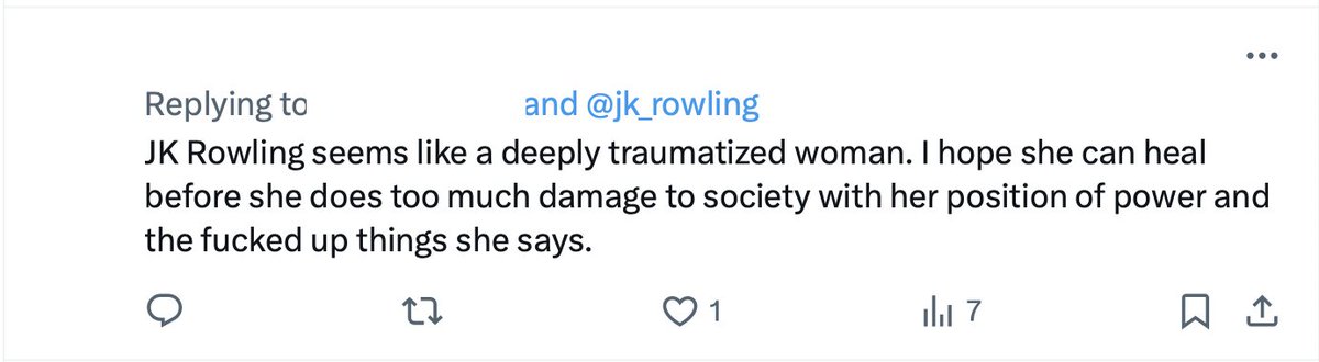 jk_rowling's tweet image. Thank you for your kindness ❤️🙏 My doctors are hopeful I can indeed heal my deep trauma. After trying many different therapies in vain, I've found that taking the piss out of people who come at me with faux concern is the most beneficial. That, and crystals.