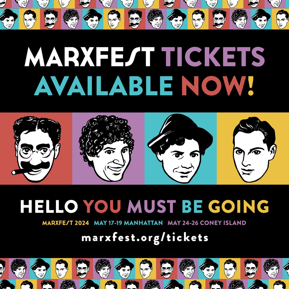 Tickets are on sale now for @marxfest! We will be presenting Out of Line: Hirschfeld Draws the Marxes and Friends on Friday, May 17! We hope to see you there! Get tickets here: marxfest.org/tickets