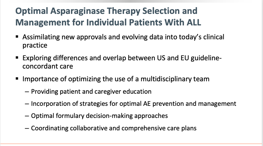 @ECurranMD Dr @ecurranmd concludes w/ whether to rechallenge patients with therapy & ongoing areas of investigation to optimize the utilization of asparaginase products for treatment of ALL

#ChildhoodCancer #PedsHemeOnc #PHOdocs #NurseTwitter #OncoPharm #TwitteRx #leusm #Leukemia #AYACSM