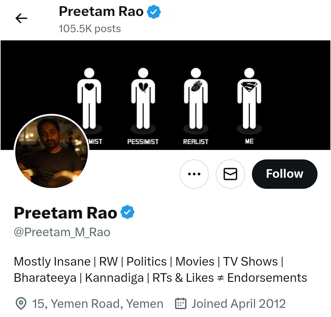 This guy Preetam Rao posted anti Congress post and asked Hindu Kannadigas to vote for BJP.

Lavanya BJ got triggered and checked Preetam Rao's bio and found out he lives in 15, Yemen Road, Yemen.  

She then tagged authorities of Yemen to get him fired from his job or get him