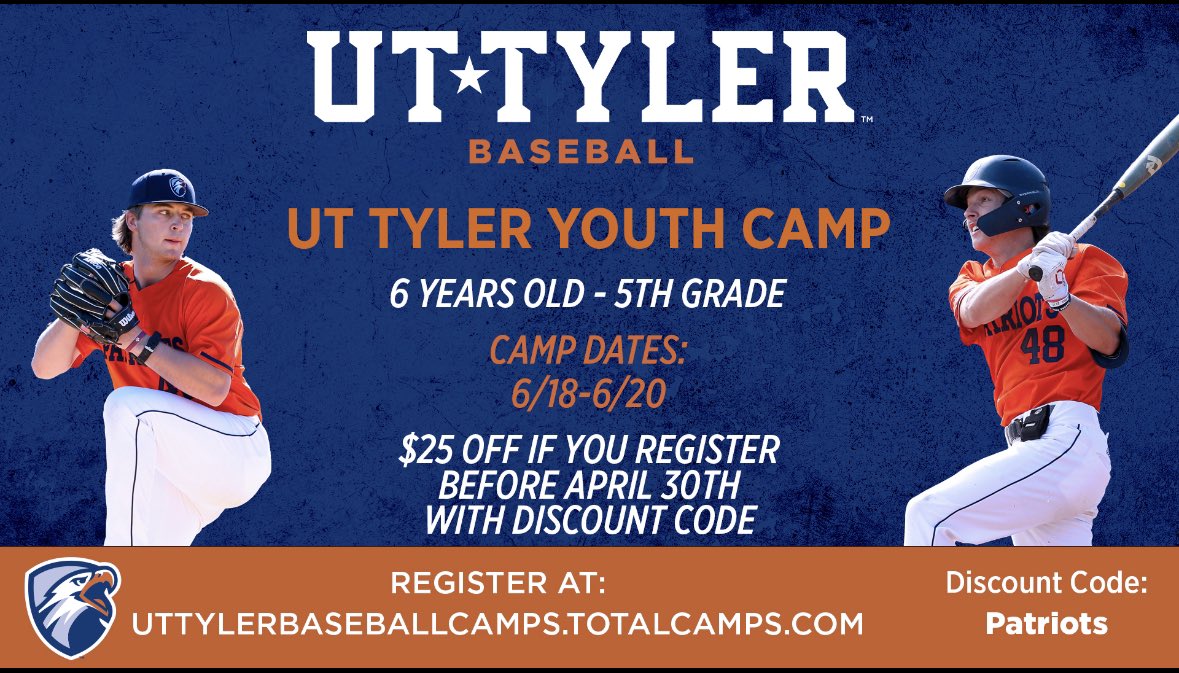 SIGN UP TODAY!!! uttylerbaseballcamps.totalcamps.com/About%20Us #GoPats