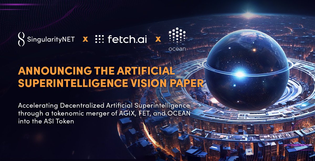 We are proud to bring you the @ASI_Alliance Vision Paper, detailing the vision and motivation behind our proposed multi-billion token merger with @Fetch_ai and @oceanprotocol and outlining our path toward decentralized ASI. Read now: bit.ly/4allvDx