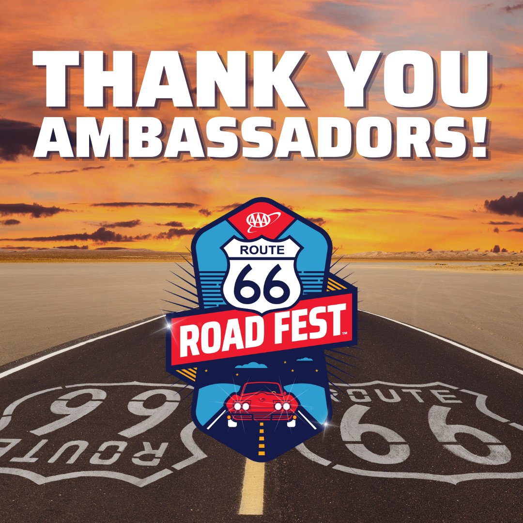 Thank you to our ambassadors for keeping the spirit of Route 66 alive and THRIVING ✨ Together, we're bringing awareness to AAA's #Route66RoadFest and all the communities that make up the Mother Road! Want to join our ambassador program? Sign up: route66roadfest.com/roadfest-ambas…