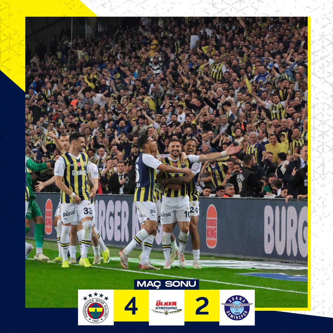 Fenerbahçemiz, #EvimizÜlkerStadyumu’nda Yukatel Adana Demirspor’u 4-2 mağlup ediyor! 💪🏟️ #FBvADS