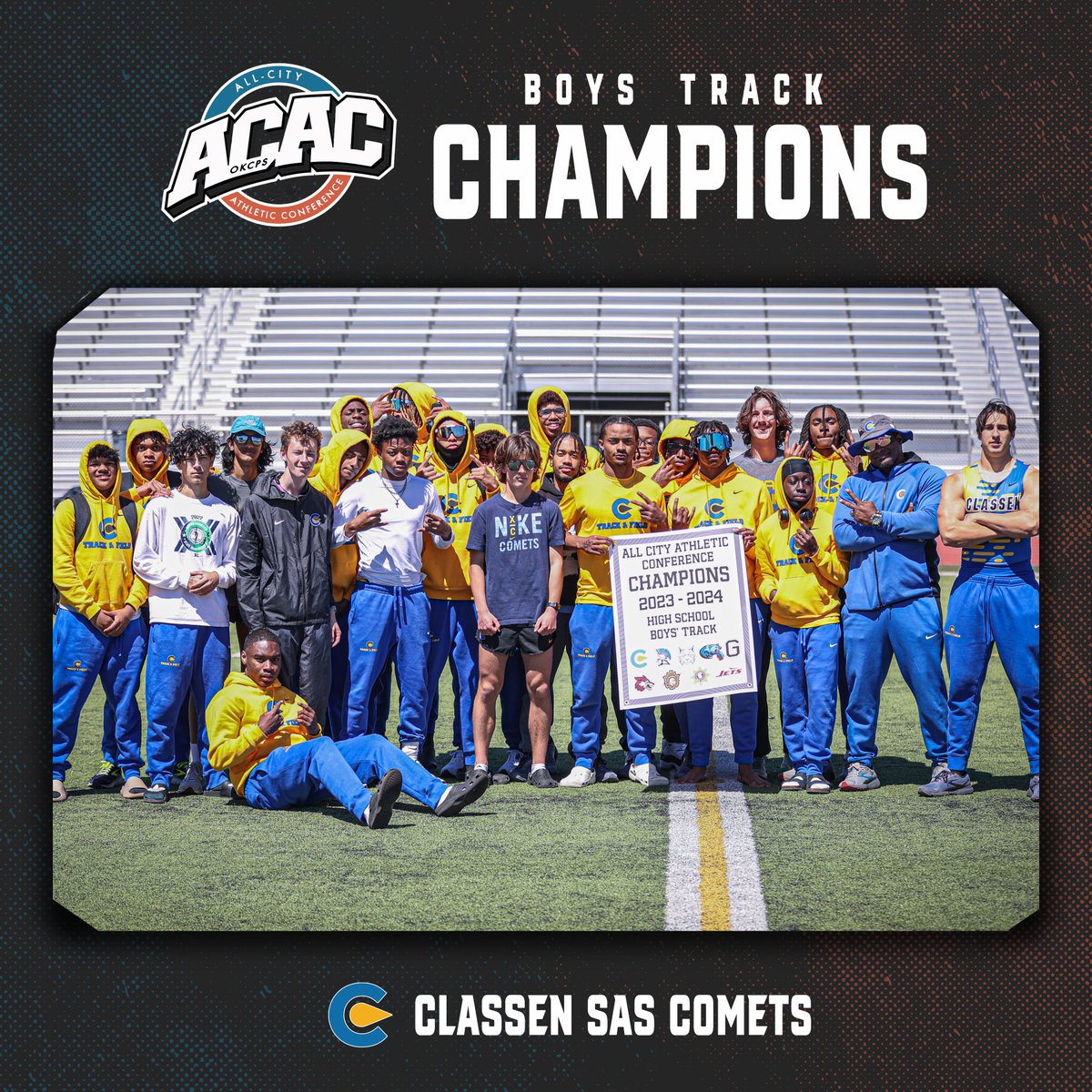 𝗔𝗖𝗔𝗖 𝗧𝗿𝗮𝗰𝗸 𝗖𝗵𝗮𝗺𝗽𝘀 👟 Congratulations to the 2024 ACAC Track & Field Girls and Boys Champions crowned on Wednesday afternoon! Girls 🏆 @DHSAthleticsOKC Boys 🏆 @ClassenComets