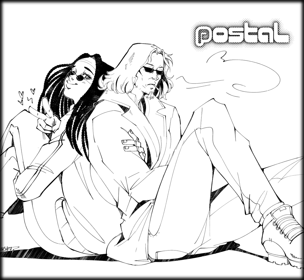 ez_syrup_'s tweet image. Feels kinda weird drawing them again but I needed something to warm up with today. 👓🕶️

#postal1 #Y2K #OC