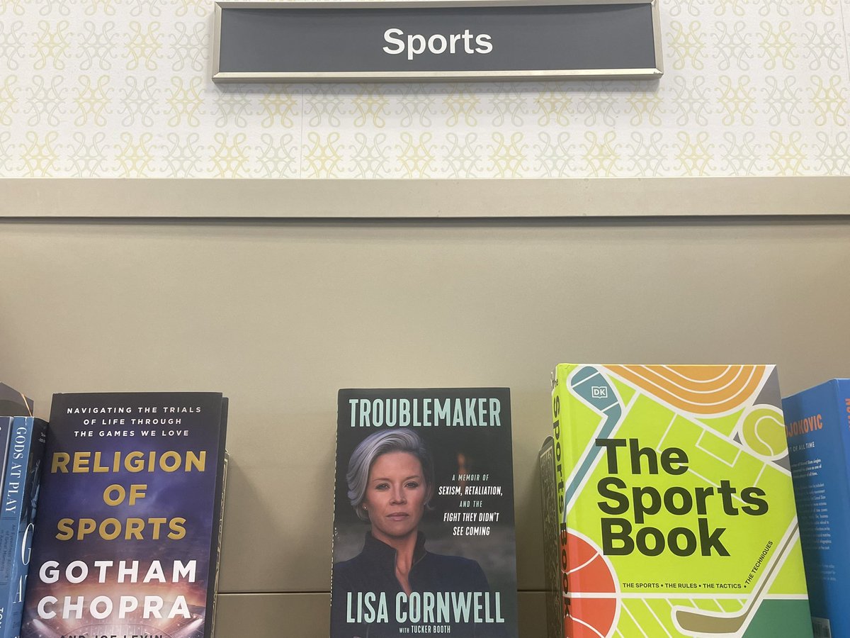 Still a thrill to walk into our local @BNBuzz store and see @LisaMCornwell’s memoir I co-wrote prominently displayed on the top shelf of the Sports section 💪🏻 Thanks for supporting our book from @TriumphBooks & #TeamTroublemaker