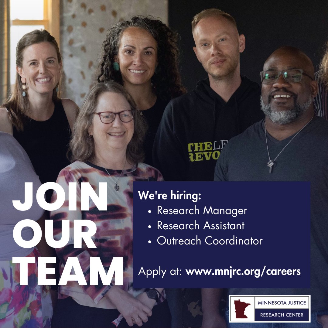 🔍 Join our #ProjectPEACE research team! We're hiring a Research Manager, Research Assistant, + Outreach Coordinator to support our work. Learn more at mnjrc.org/careers. Project PEACE is a St. Paul-based initiative focused on community/gun violence interruption (CVI/GVI).