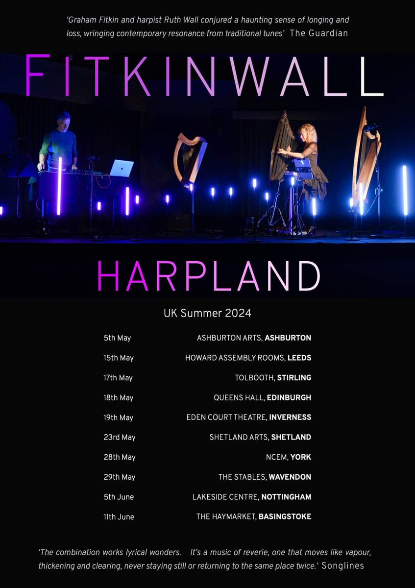 'Old folk melodies take flight with elemental electronic artistry' The Guardian on FitkinWall - Harpland. Catch them live at Tolbooth on 17th May amp.theguardian.com/music/2023/nov… 🎟 stirlingevents.org/tolbooth-event… @WhatOnStirling @WhatsOnNetwork @StirlingAWS @RuthWallharp @graham_fitkin