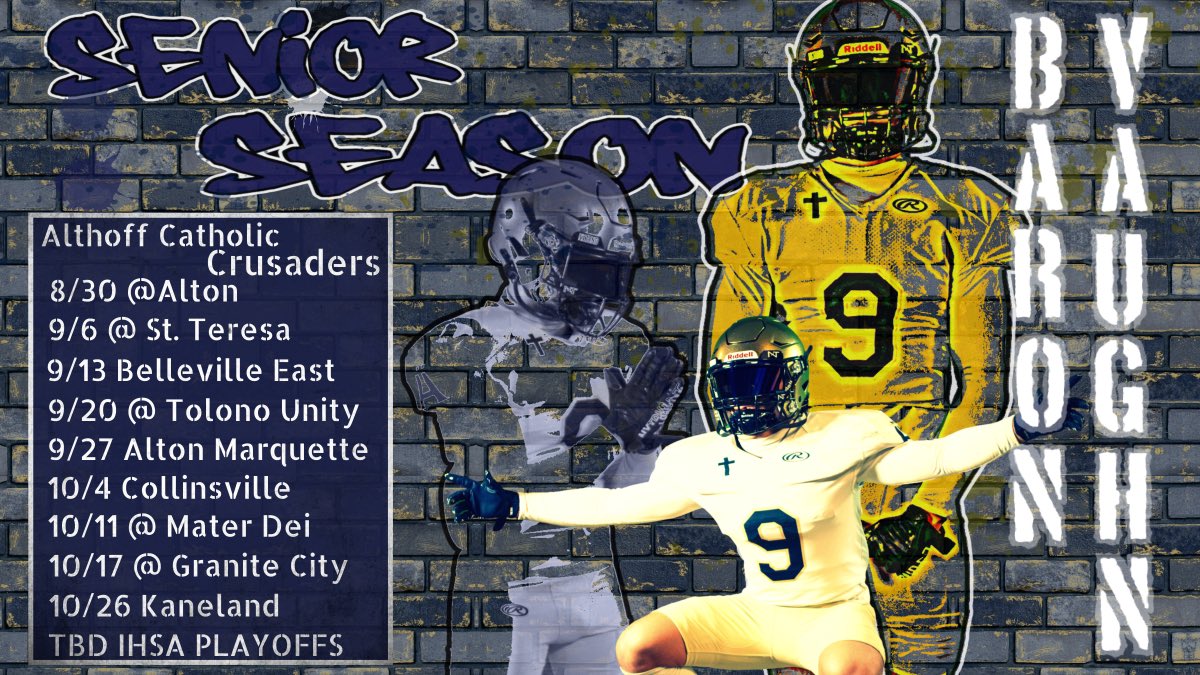 Senior season game schedule with <a href="/AlthoffFootball/">Althoff Catholic Football</a>
