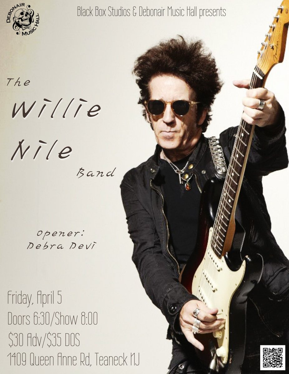 THIS FRIDAY, at Debonair Music Hall, Teaneck, NJ! venuepilot.co/events/97737/o… The Willie Nile Band Fri, 5 April 2024 6:30 PM Doors, 8:00 PM Show All ages #WillieNile #NewJerseyRocks #debonairmusichall