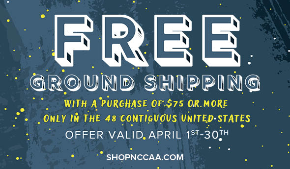 Get free shipping on any order over $75 this month at shopnccaa.com!