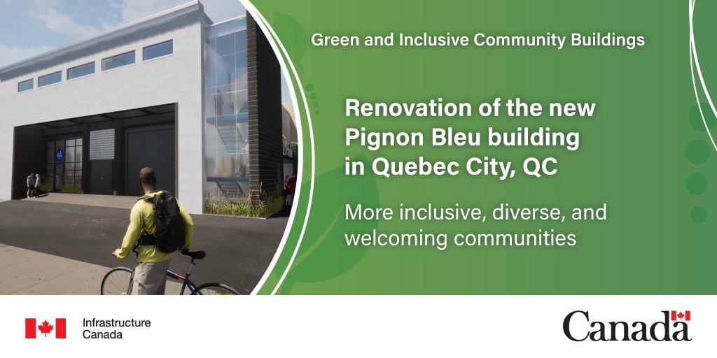 Great news! We're financing the renovation of the new Pignon Bleu building. Creating safe, positive and welcoming community spaces for underprivileged children and families in Quebec City! Learn more: canada.ca/en/office-infr…