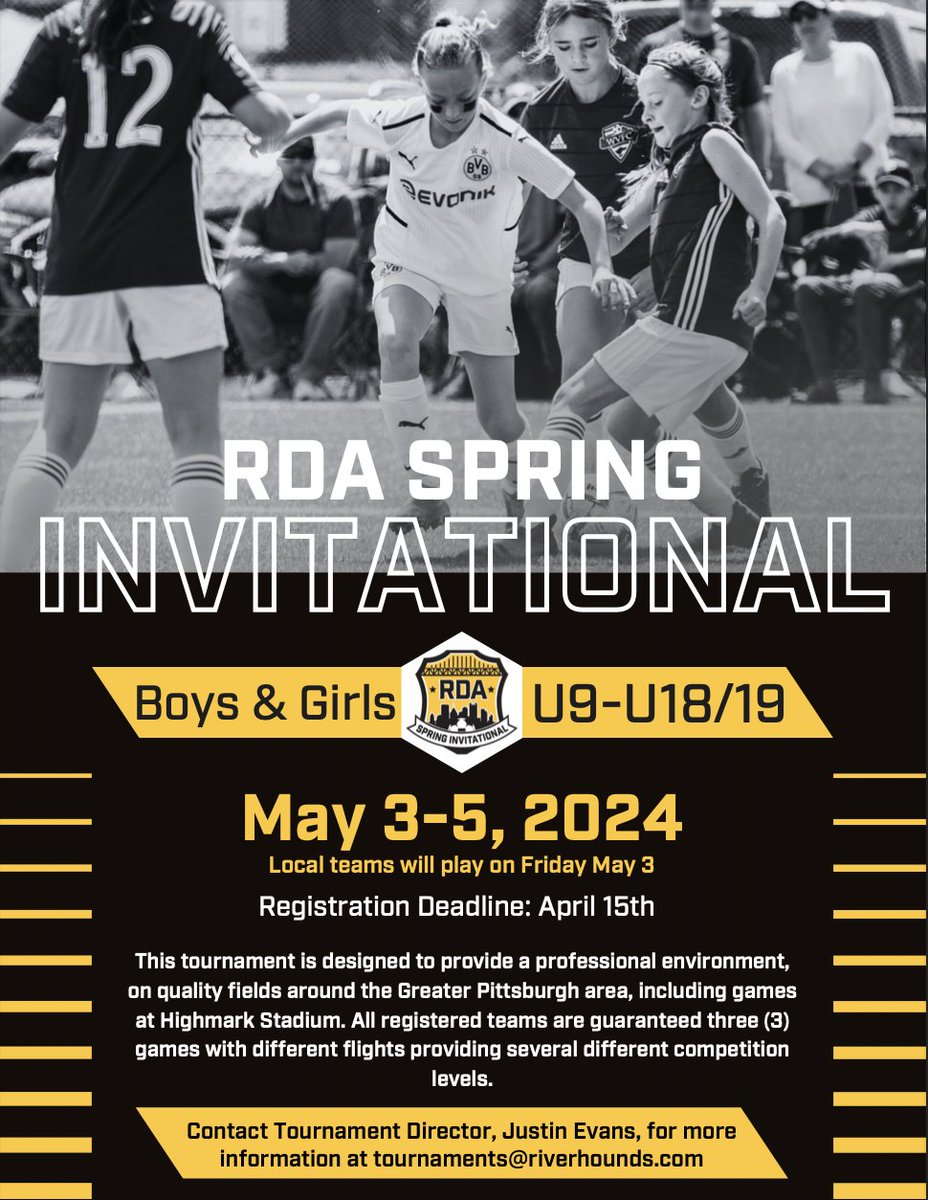 The RDA Spring invitational kicks off in exactly 1 month! 💐 Be sure to register your team before the April 15 deadline! 🔗 bit.ly/3A96VP7