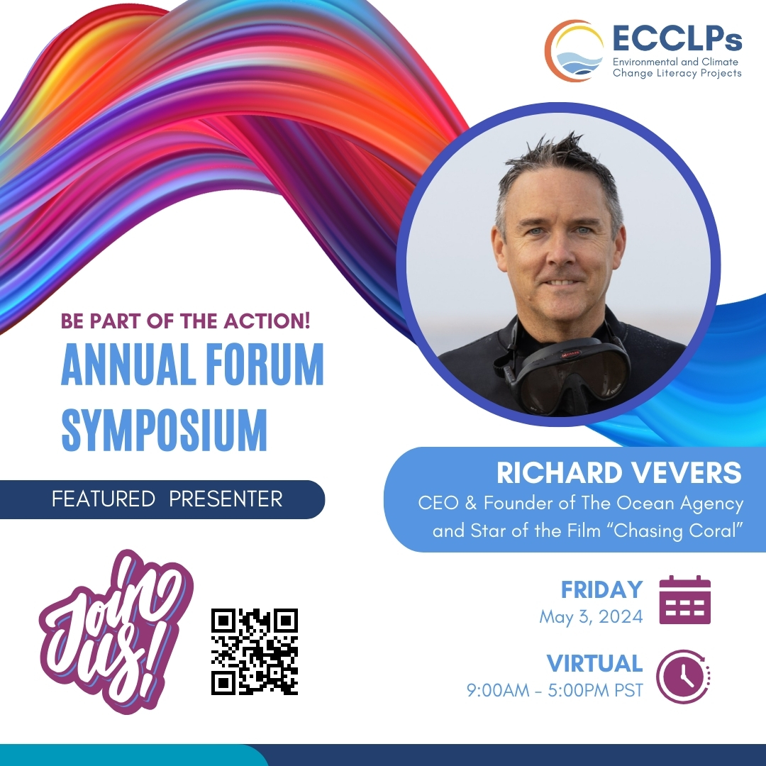 🌊 Dive into the future of our oceans! Join us at the ECCLPs Annual Forum Symposium featuring Richard Vevers, CEO & Founder of The Ocean Agency and star of the film 'Chasing Coral'. 🐠