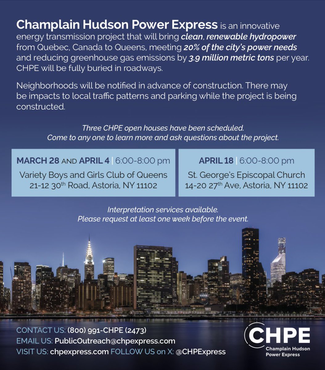 CHPExpress's tweet photo. Do you live in Astoria, and want to learn more about our project? Join us for our remaining open houses on 4/4 or 4/18. https://t.co/oh4pZ6jDFi