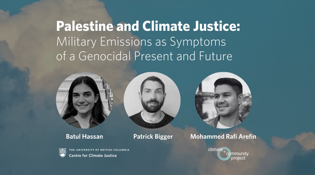 An immediate, permanent ceasefire and end to all occupation and apartheid is the only viable path forward for lasting peace, security, and survival of people and ecosystems through the climate crisis. Join this discussion with @CCJ_UBC tomorrow, 4:30pm PT: climatejustice.ubc.ca/events/event/p…