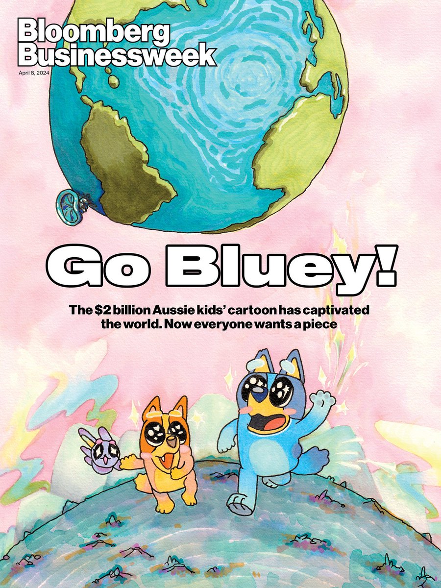 Bluey is the greatest kids' show (greatest show?) ever and I'm delighted to see it on the cover of Bloomberg Businessweek @devinleonard bloomberg.com/news/features/…