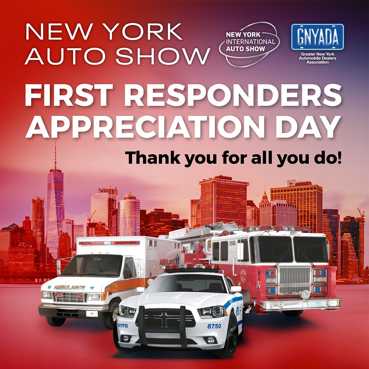 Today is First Responders Appreciation Day at #NYIAS! To honor their service, all fire, police, and EMS personnel get FREE admission. Plus, family members joining receive 50% off (up to 6 members). Bring your ID!