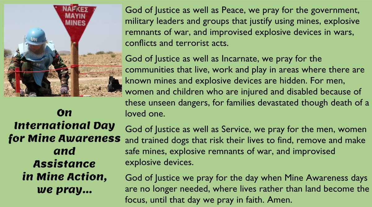 On this International Day for Mine Awareness and Assistance in Mine Action, we pray.. Please add your prayers in the comments (it can be one word, a name, a short sentence)