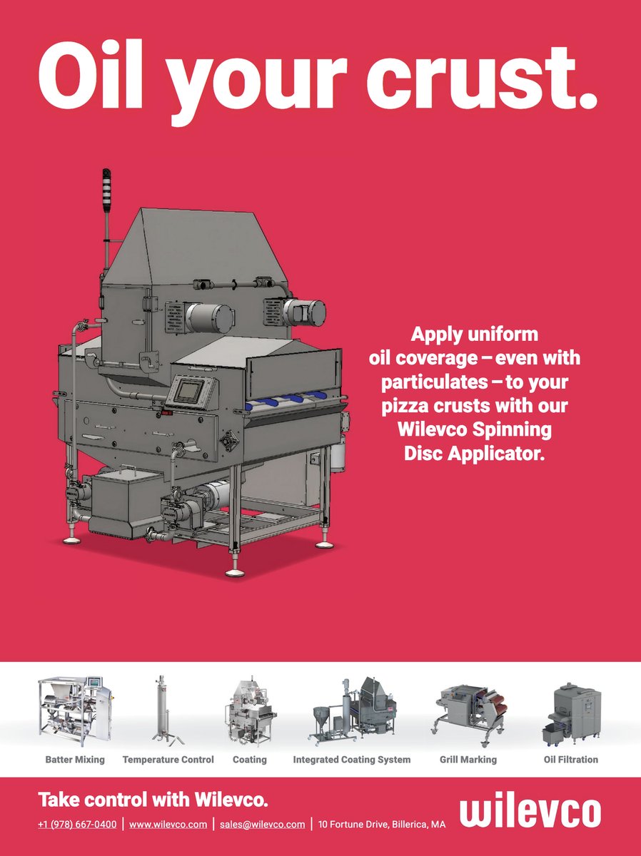 wilevco's tweet photo. Oil your crust with Wilevco. Apply uniform oil coverage - even with particulates - to your pizza crusts with our Wilevco Spinning Disc Applicator.
-
SDA: https://t.co/DSHjQA4KzM
-
#Wilevco #SpinningDiscApplicator #FoodProcessing https://t.co/0mdh4ylG5M