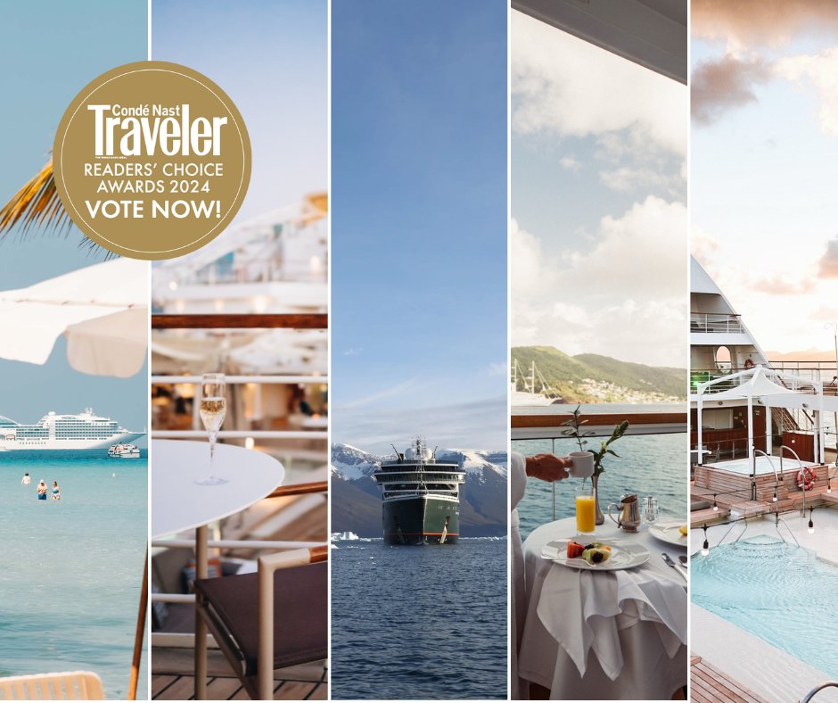 We are honored to see our fleet nominated in @CNTraveler's 2024 Reader's Choice Awards. Share your extraordinary Seabourn experiences and vote for the ships that became your luxury home at sea this year: bit.ly/49fcpql