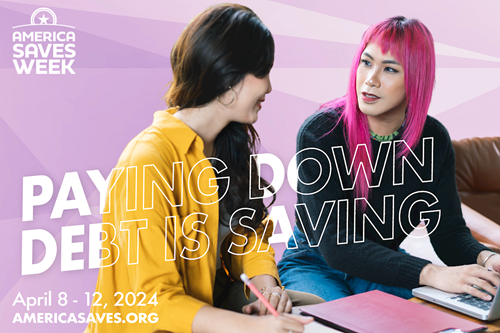 CCEYates's tweet photo. It’s #AmericaSavesWeek, and we need you to know ONE THING: Paying down debt IS Saving! If your goal is to #ReduceDebt, identify your money story with @AmericaSaves! #ASW2024 https://t.co/fVRshcBSjm