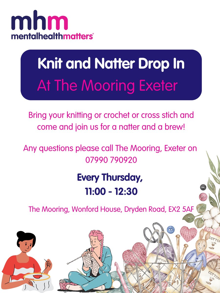 Knit & Natter drop-in at The Mooring, every Thursday, 11am-12.30pm.